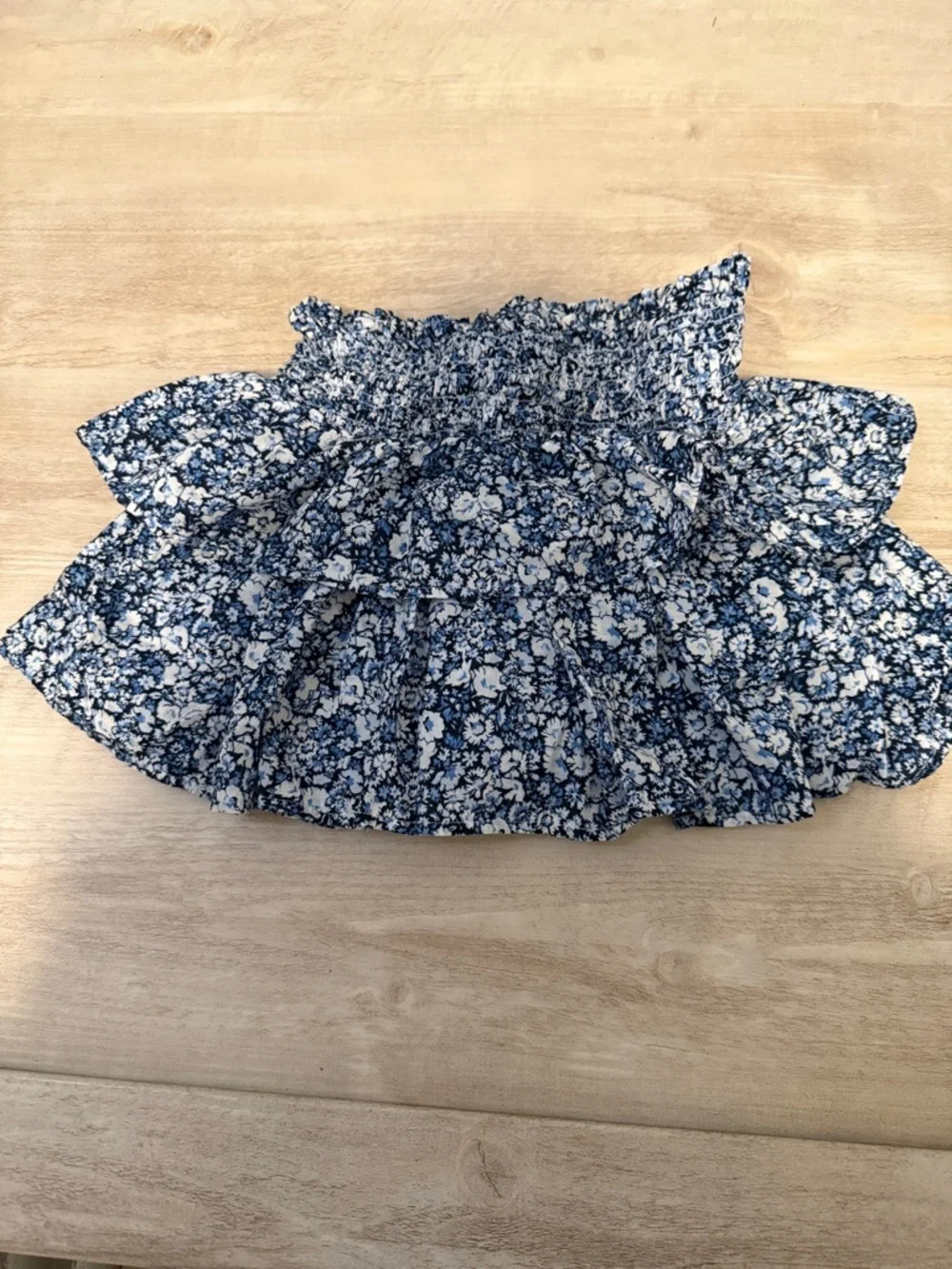 Blue Floral Smocked Tiered Mini Skort